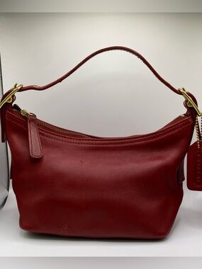 Coach Red Legacy Leather Shoulder Hobo with Gold Hardware